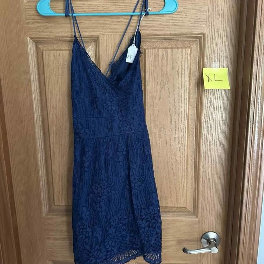 Elegant Navy Lace Dress